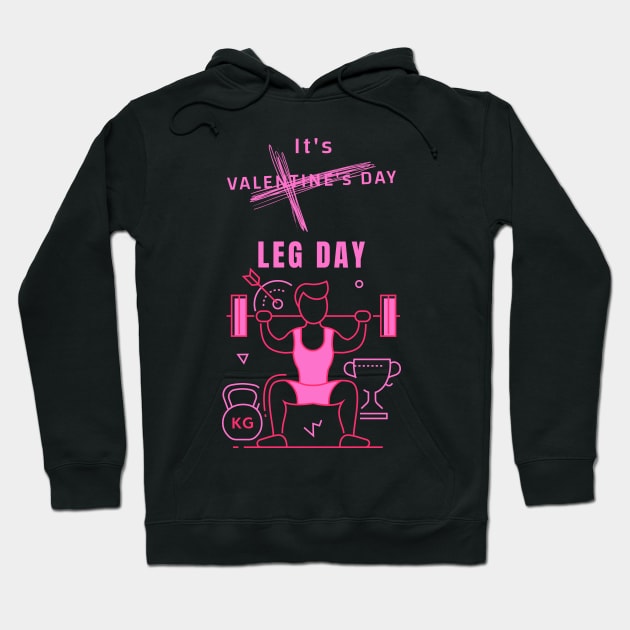 It's Valentine's Day Leg Day Primary Black Hoodie by TCubeMart